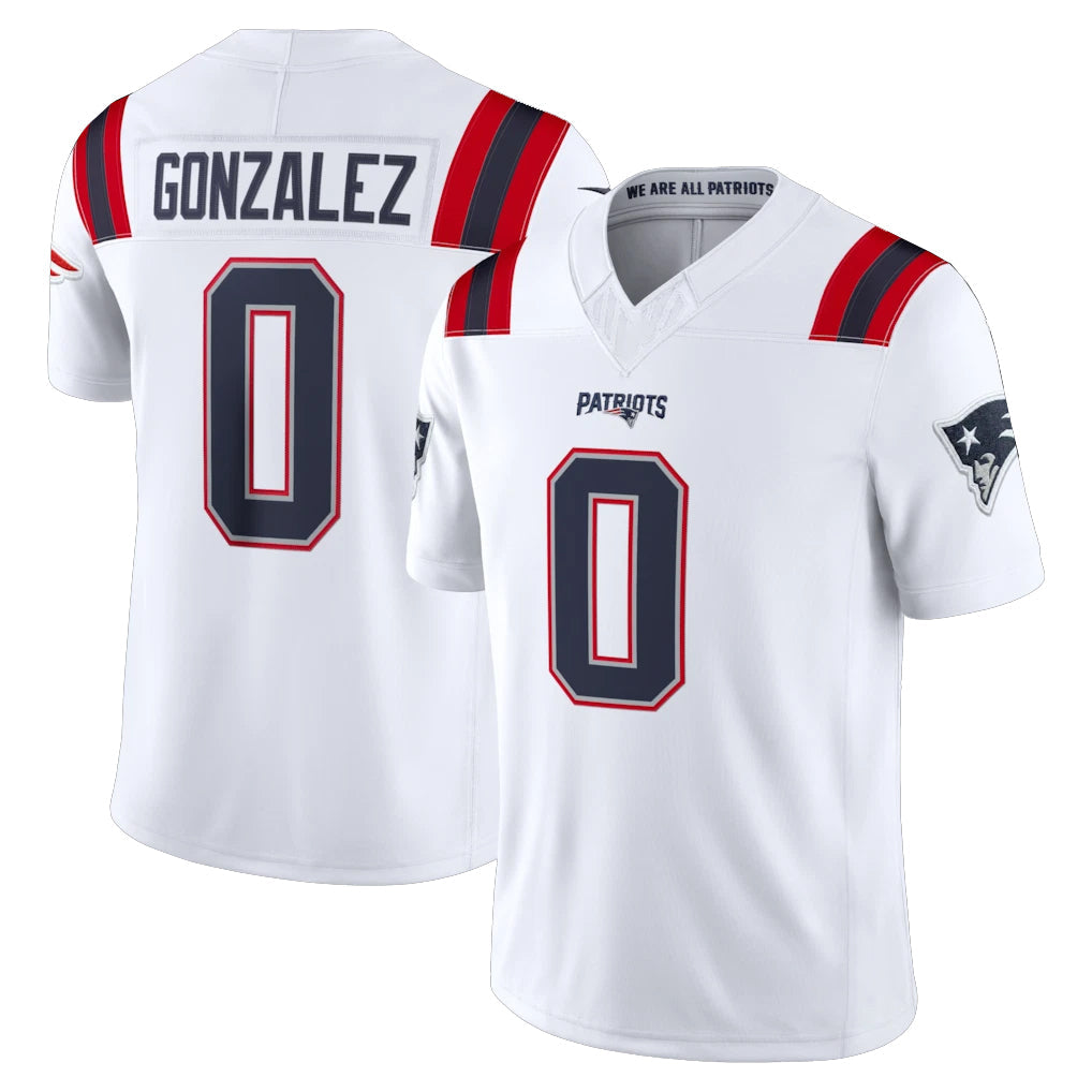 Choea NE.Patriots #0 Christian Gonzalez Player White Limited Vapor F.U.S.E. Home Game Stitched Jerseys