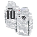 Choea NE.Patriots #10 Drake Maye Player Arctic Camo Salute to Service Pullover Hoodies Limited Game Stitched Jerseys