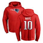 Choea NE.Patriots #10 Drake Maye Player Red LOGO Pullover Hoodies Home Game Stitched Jerseys