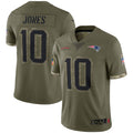 Choea NE.Patriots #10 Drake Maye Player Olive Salute To Service Stitched Jerseys
