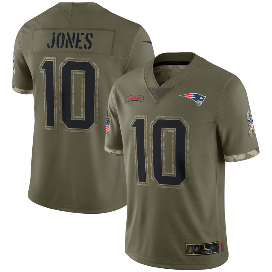 Choea NE.Patriots #10 Drake Maye Player Olive Salute To Service Stitched Jerseys