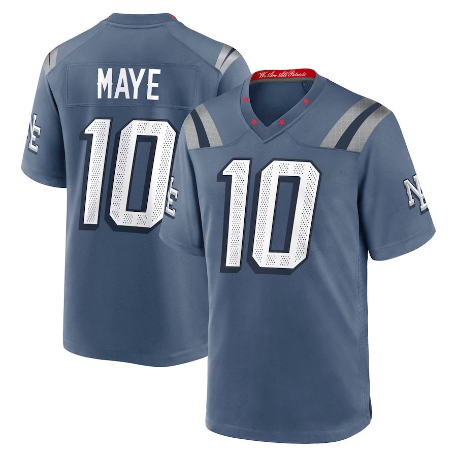 Choea NE.Patriots #10 Drake Maye Player Storm Blue Rivalries Collection Game Stitched Jerseys