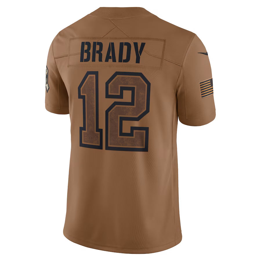Choea NE.Patriots #12 Tom Brady Player Brown Salute To Service Limited Stitched Jerseys