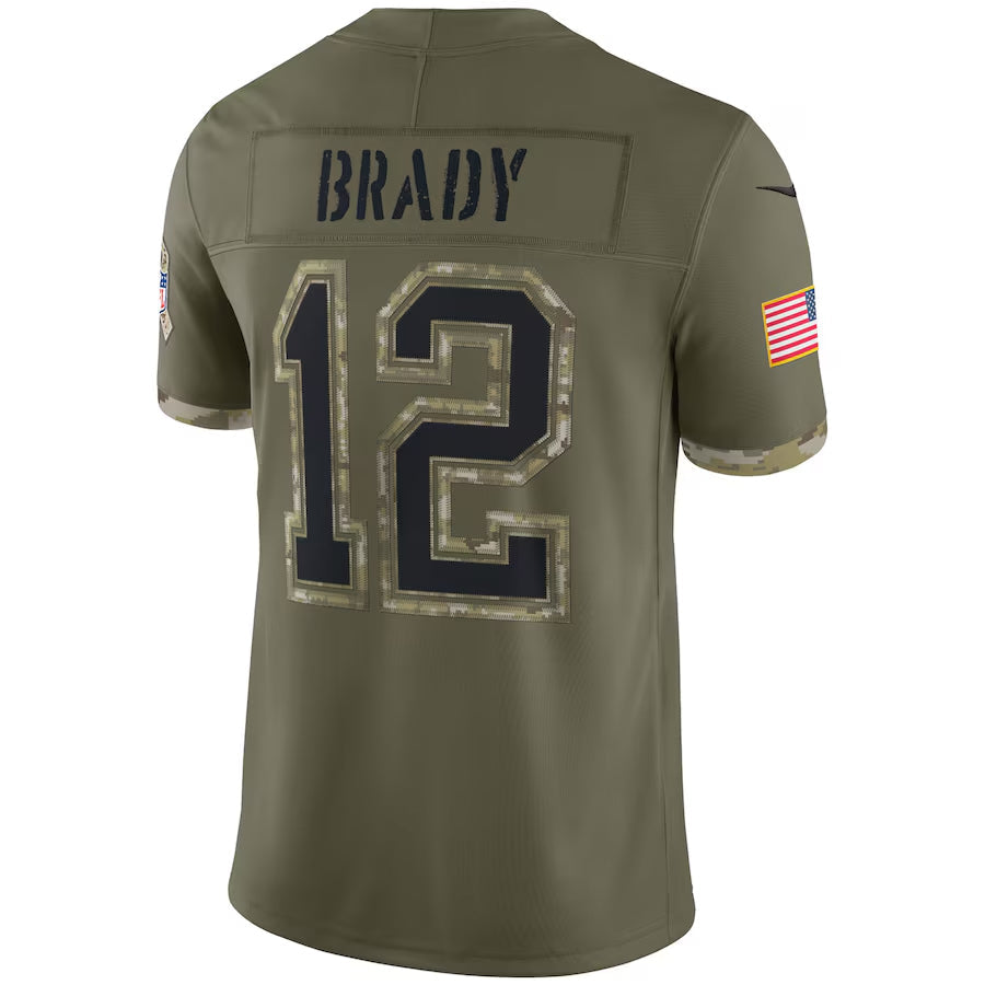 Choea NE.Patriots #12 Tom Brady Player Olive Salute To Service Limited Stitched Jerseys