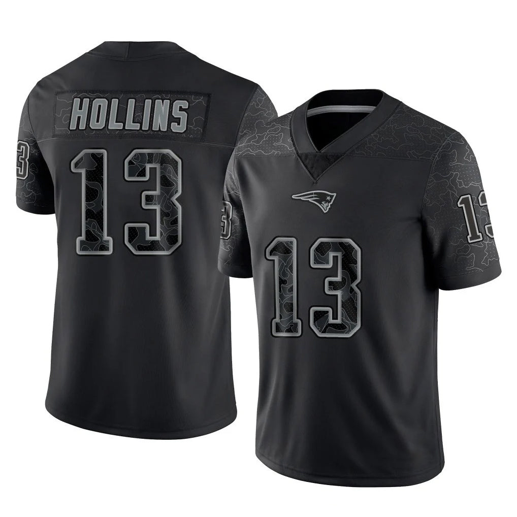 Choea NE.Patriots #13 Mack Hollins Player Black Reflective LImited Home Game Stitched Jerseys