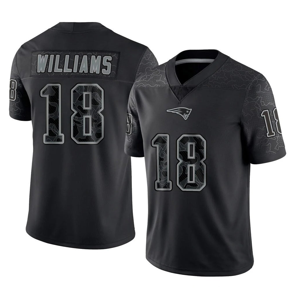 Choea NE.Patriots #18 Kyle Williams Player Black Reflective LImited Home Game Stitched Jerseys