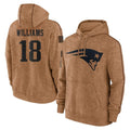 Choea NE.Patriots #18 Kyle Williams Player Brown Salute to Service Pullover Hoodies Limited Game Stitched Jerseys