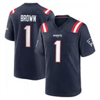 Choea NE.Patriots #1 A.J. Brown Player Navy Home Game Stitched Jerseys