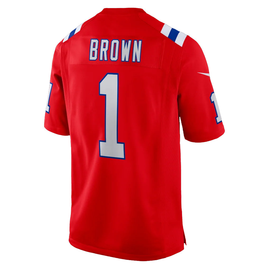 Choea NE.Patriots #1 A.J. Brown Player Red Home Game Stitched Jerseys