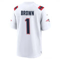 Choea NE.Patriots #1 A.J. Brown Player White Home Game Stitched Jerseys