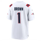 Choea NE.Patriots #1 A.J. Brown Player White Home Game Stitched Jerseys