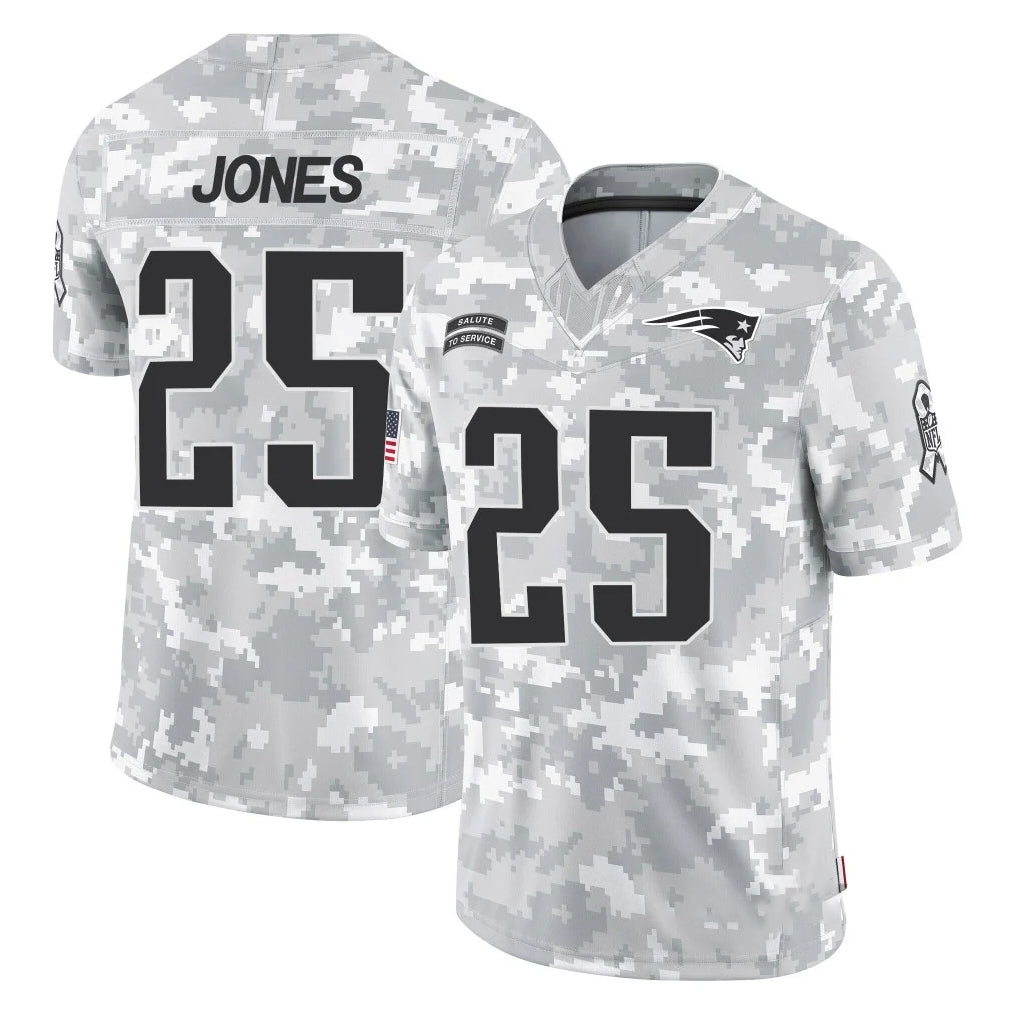 Choea NE.Patriots #25 Marcus Jones Player Arctic Camo Salute To Service Limited Game Stitched Jerseys