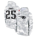 Choea NE.Patriots #25 Marcus Jones Player Arctic Camo Salute to Service Pullover Hoodies Limited Game Stitched Jerseys