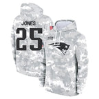 Choea NE.Patriots #25 Marcus Jones Player Arctic Camo Salute to Service Pullover Hoodies Limited Game Stitched Jerseys