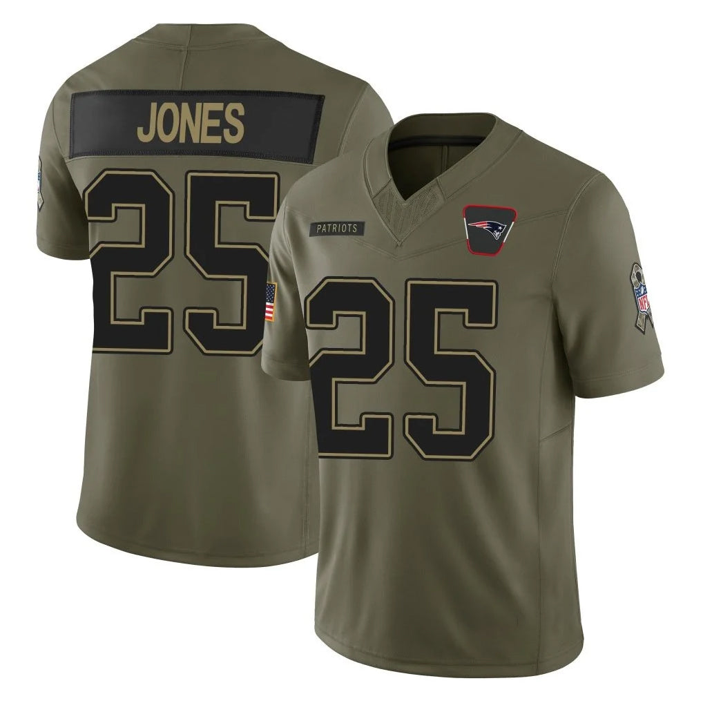 Choea NE.Patriots #25 Marcus Jones Player Olive Salute To Service Limited Stitched Jerseys