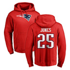 Choea NE.Patriots #25 Marcus Jones Player Red LOGO Pullover Hoodies Home Game Stitched Jerseys