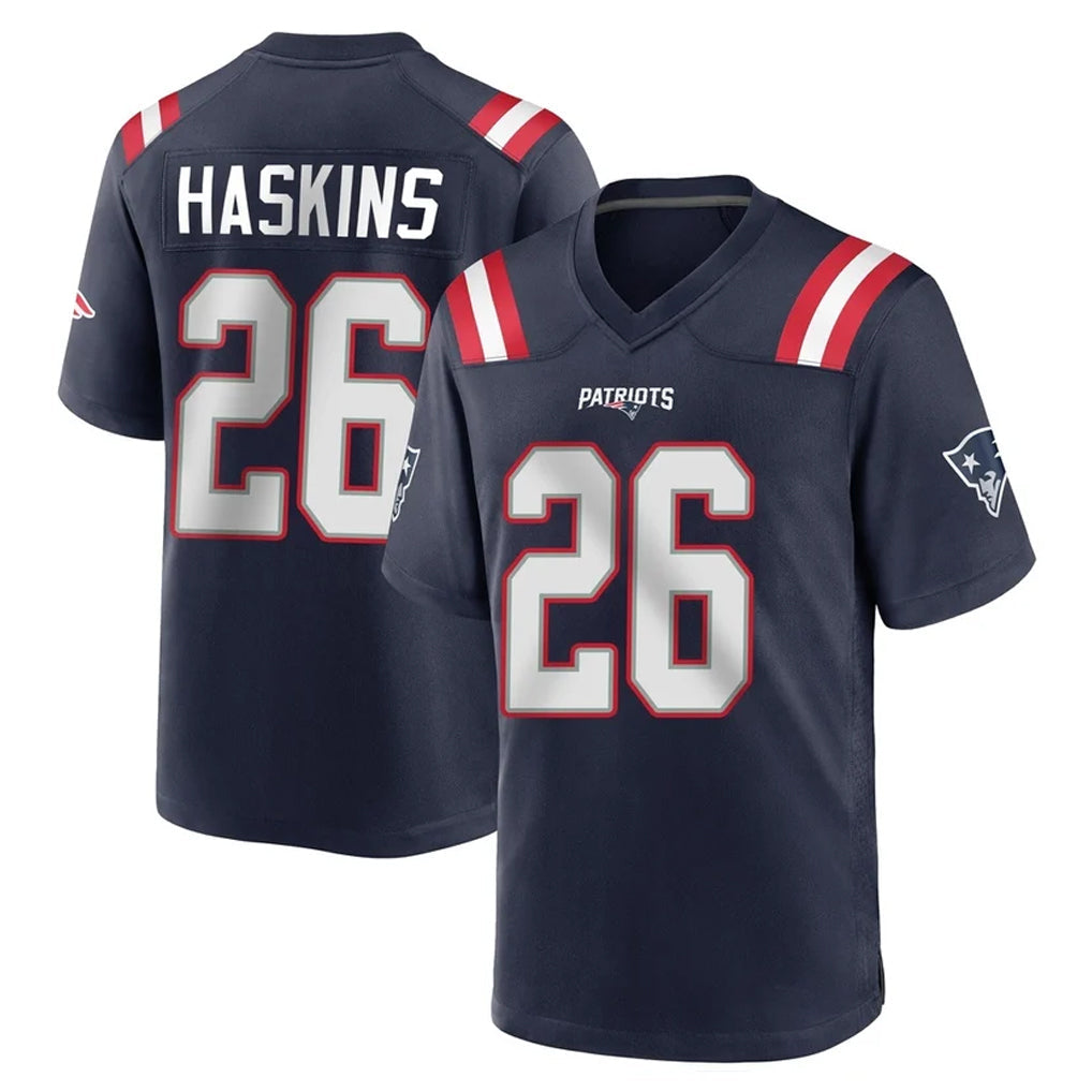 Choea NE.Patriots #26 Hassan Haskins Navy Home Game Stitched Jerseys