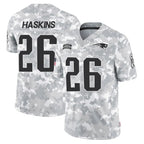 Choea NE.Patriots #26 Hassan Haskins Player Arctic Camo Salute To Service Limited Game Stitched Jerseys
