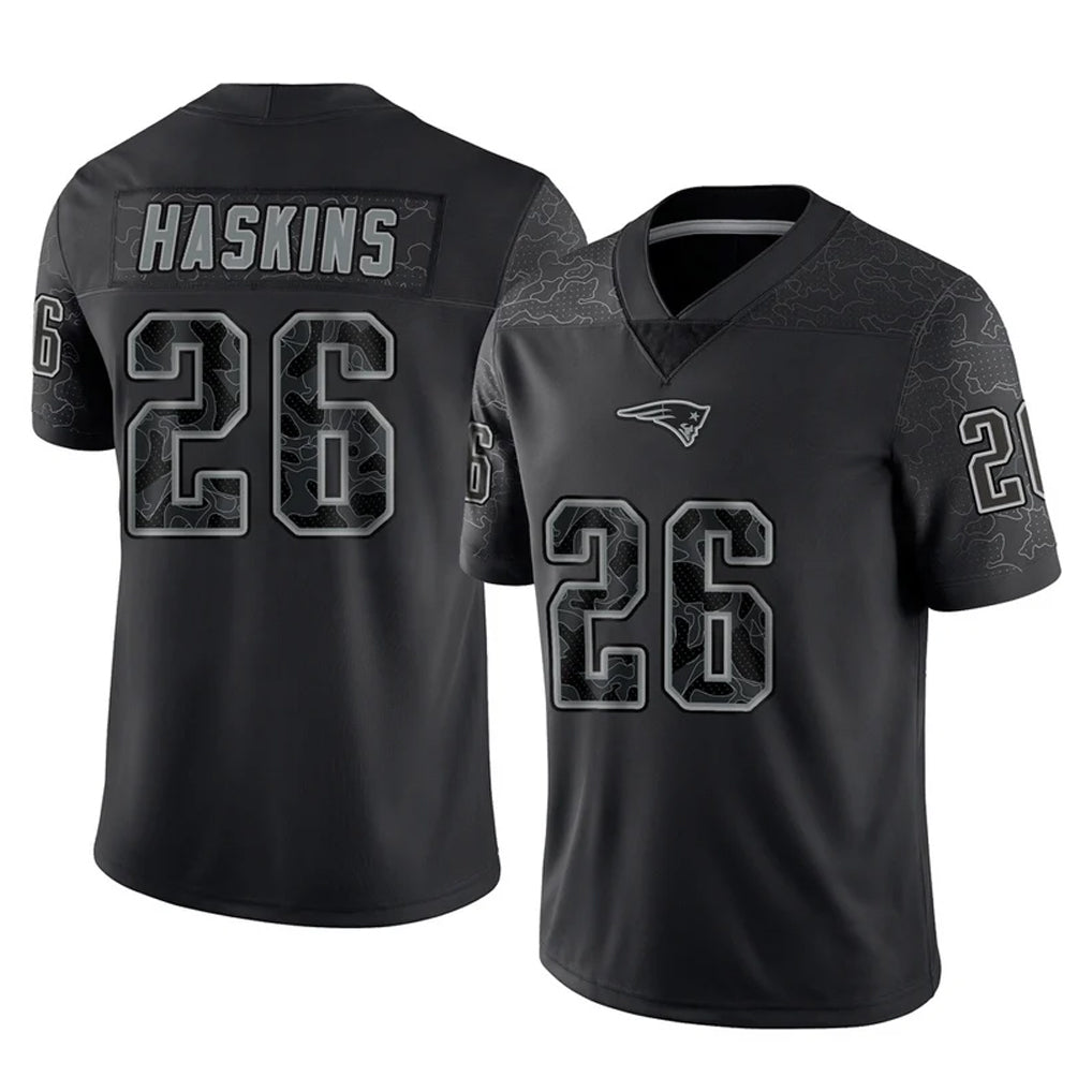 Choea NE.Patriots #26 Hassan Haskins Player Black Reflective LImited Home Game Stitched Jerseys