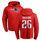 Choea NE.Patriots #26 Hassan Haskins Player Red LOGO Pullover Hoodies Home Game Stitched Jerseys