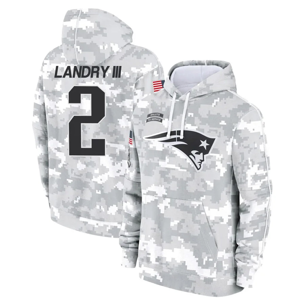Choea NE.Patriots #2 Harold Landry III Player Arctic Camo Salute to Service Pullover Hoodies Limited Game Stitched Jerseys