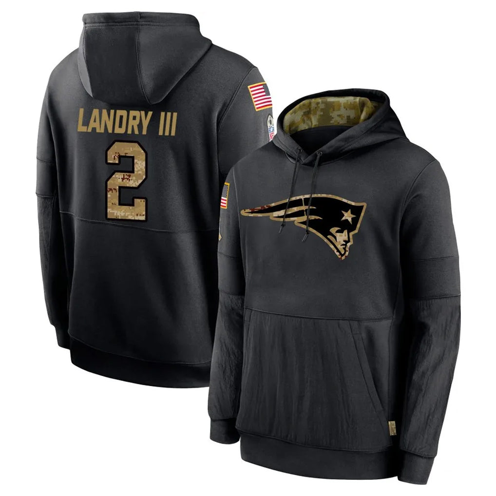Choea NE.Patriots #2 Harold Landry III Player Black Salute to Service Hoodies Limited Game Stitched Jerseys