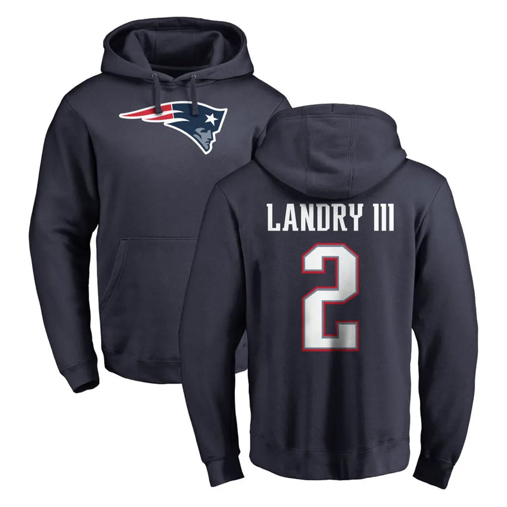 Choea NE.Patriots #2 Harold Landry III Player Navy LOGO Pullover Hoodies Home Game Stitched Jerseys
