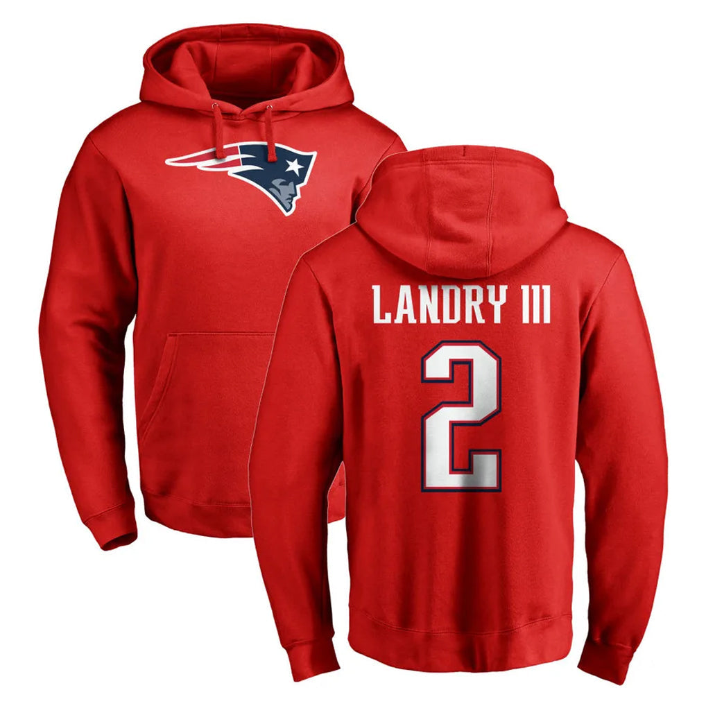 Choea NE.Patriots #2 Harold Landry III Player Red LOGO Pullover Hoodies Home Game Stitched Jerseys