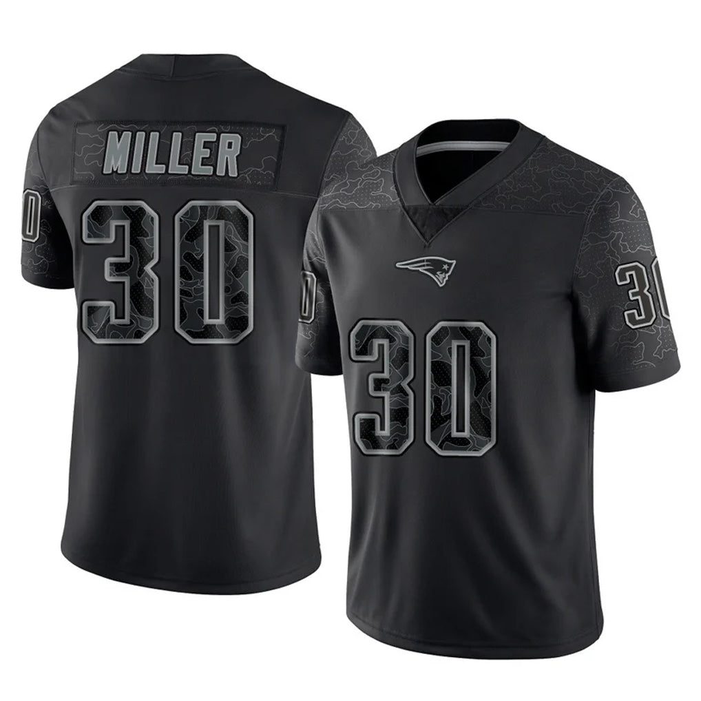 Choea NE.Patriots #30 Jam Miller Player Black Reflective LImited Home Game Stitched Jerseys