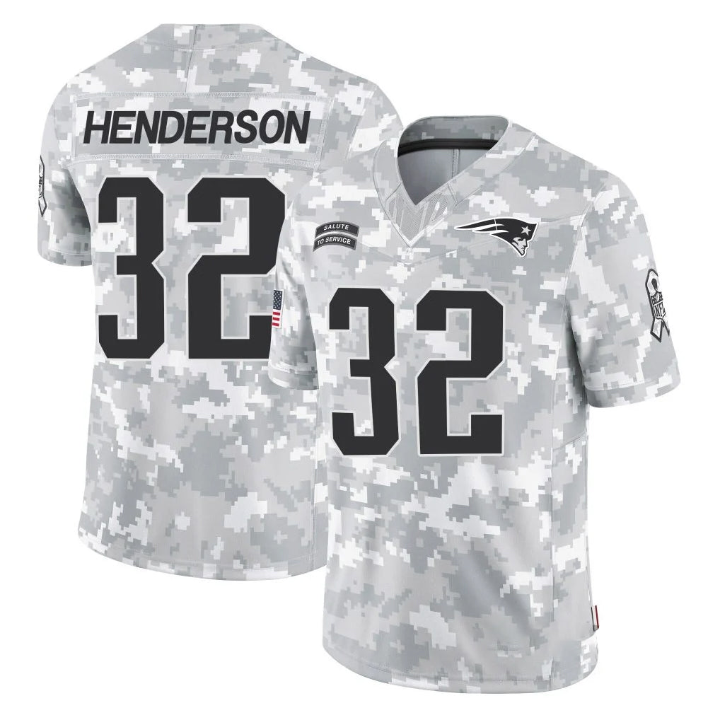 Choea NE.Patriots #32 TreVeyon Henderson Player Arctic Camo Salute To Service Limited Game Stitched Jerseys