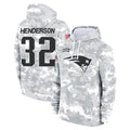 Choea NE.Patriots #32 TreVeyon Henderson Player Arctic Camo Salute to Service Pullover Hoodies Limited Game Stitched Jerseys
