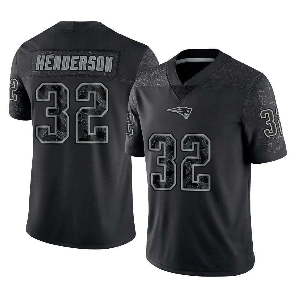 Choea NE.Patriots #32 TreVeyon Henderson Player Black Reflective LImited Home Game Stitched Jerseys