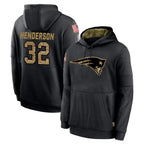 Choea NE.Patriots #32 TreVeyon Henderson Player Black Salute to Service Hoodies Limited Game Stitched Jerseys