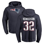 Choea NE.Patriots #32 TreVeyon Henderson Player Navy LOGO Pullover Hoodies Home Game Stitched Jerseys