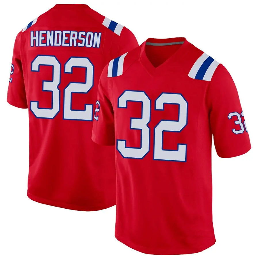 Choea NE.Patriots #32 TreVeyon Henderson Player Red Home Game Stitched Jerseys