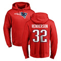 Choea NE.Patriots #32 TreVeyon Henderson Player Red LOGO Pullover Hoodies Home Game Stitched Jerseys