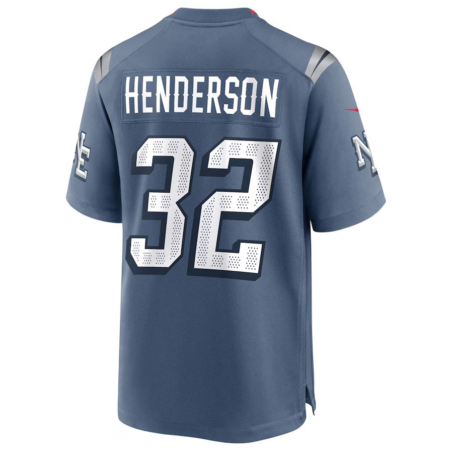 Choea NE.Patriots #32 TreVeyon Henderson Player Storm Blue Rivalries Collection Game Stitched Jerseys