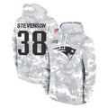 Choea NE.Patriots #38 Rhamondre Stevenson Player Arctic Camo Salute to Service Pullover Hoodies Limited Game Stitched Jerseys