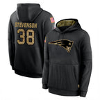 Choea NE.Patriots #38 Rhamondre Stevenson Player Black Salute to Service Hoodies Limited Game Stitched Jerseys