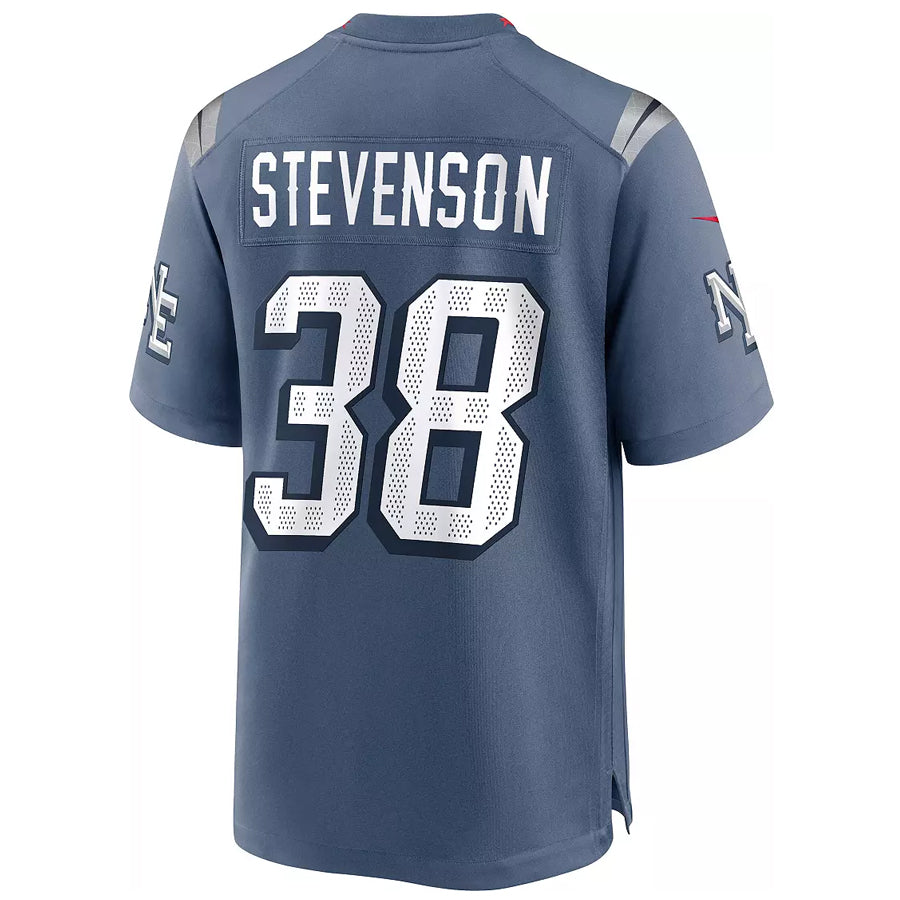 Choea NE.Patriots #38 Rhamondre Stevenson Player Storm Blue Rivalries Collection Game Stitched Jerseys