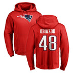Choea NE.Patriots #48 Namdi Obiazor Player Red LOGO Pullover Hoodies Home Game Stitched Jerseys