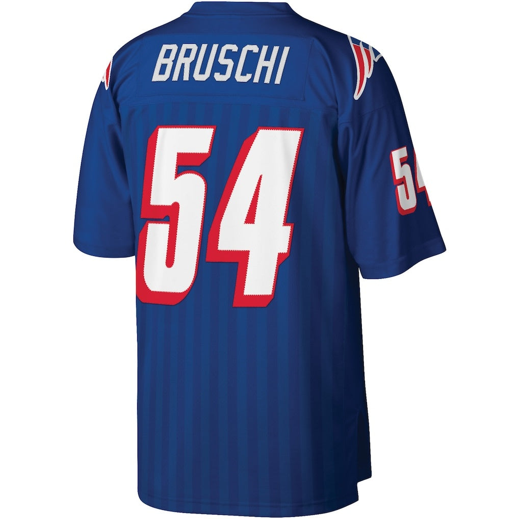 Choea NE.Patriots #54 Tedy Bruschi Mitchell & Ness Royal Legacy Replica Stitched Jerseys