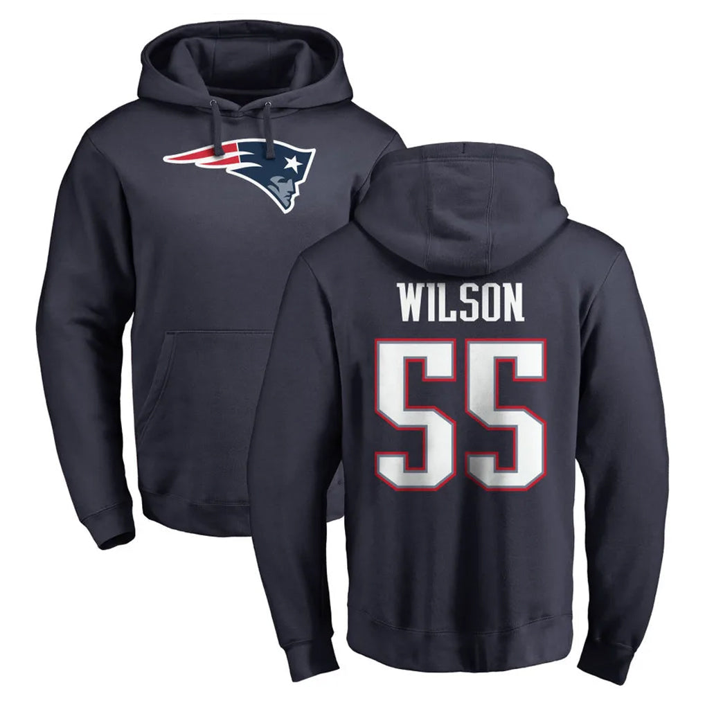 Choea NE.Patriots #55 Jared Wilson Player Navy LOGO Pullover Hoodies Home Game Stitched Jerseys