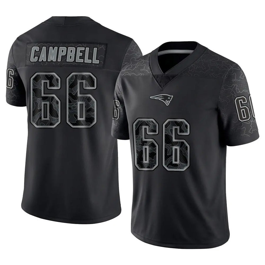 Choea NE.Patriots #66 Will Campbell Player Black Reflective Limited Stitched Jerseys