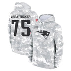 Choea NE.Patriots #75 Alijah Vera-Tucker Player Arctic Camo Salute to Service Pullover Hoodies Limited Game Stitched Jerseys