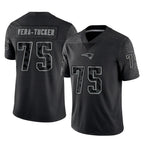 Choea NE.Patriots #75 Alijah Vera-Tucker Player Black Reflective LImited Home Game Stitched Jerseys
