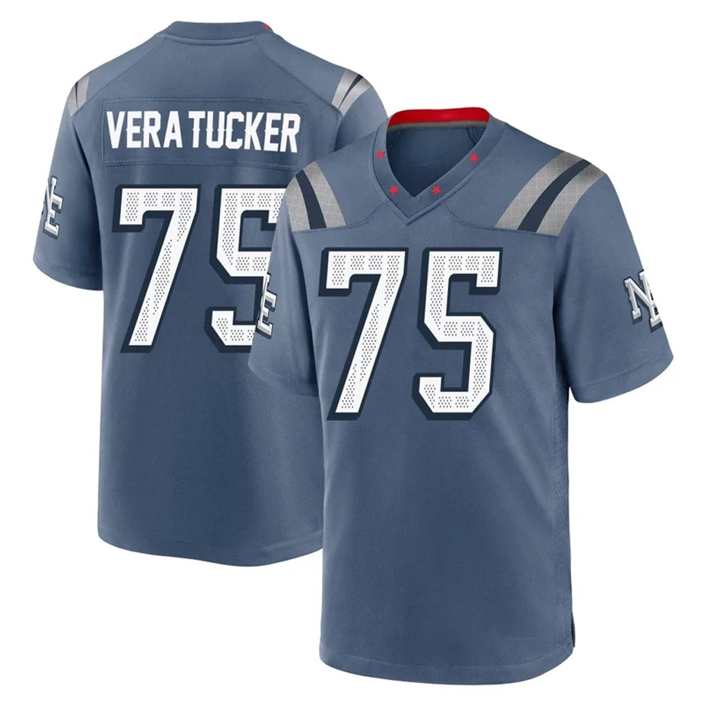 Choea NE.Patriots #75 Alijah Vera-Tucker Player Blue Rivalries Collection Home Game Stitched Jerseys