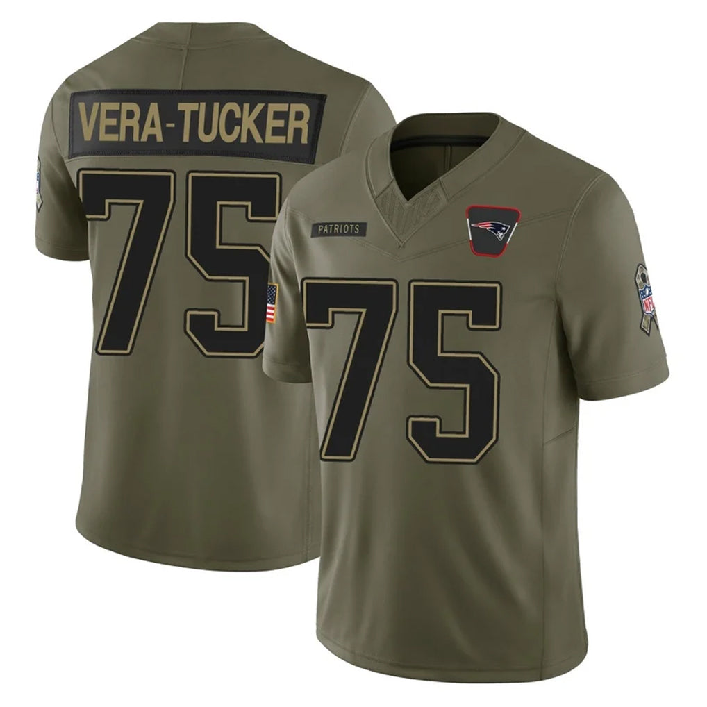 Choea NE.Patriots #75 Alijah Vera-Tucker Player Olive 2025 Salute To Service Limited Stitched Jerseys