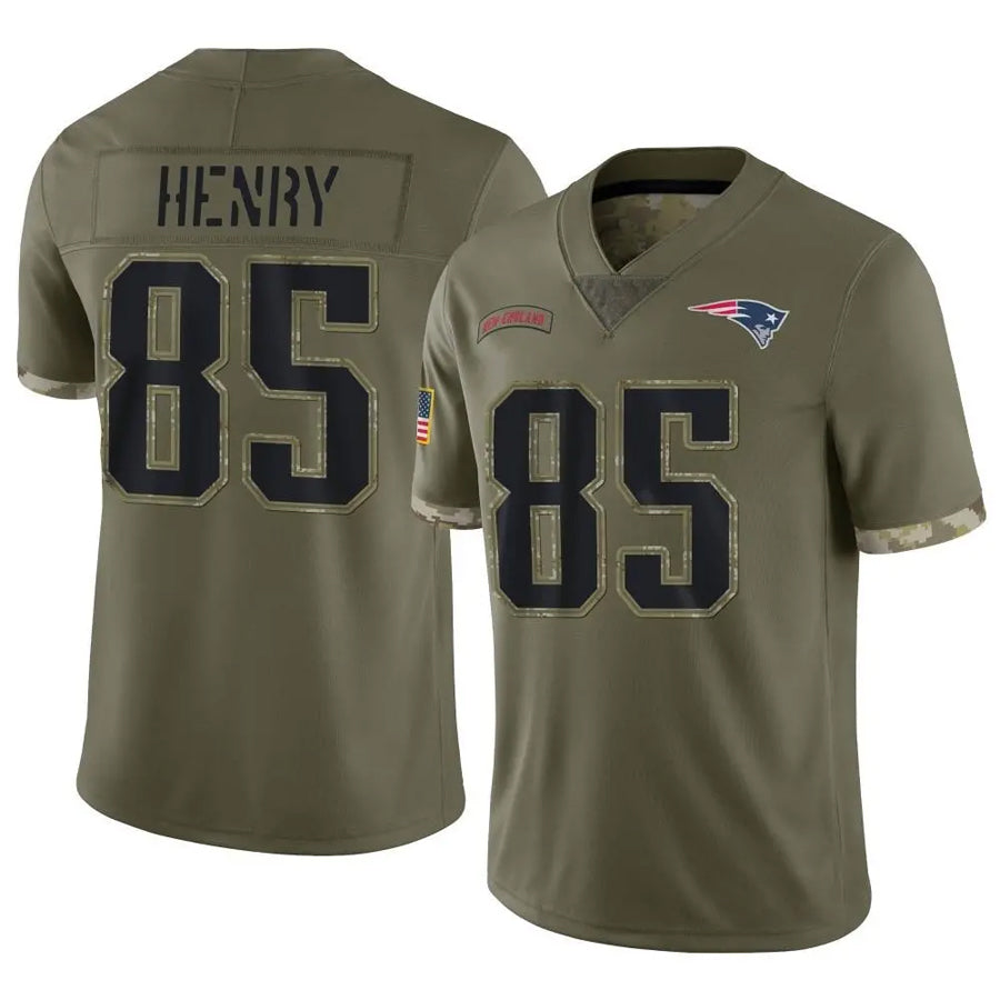 Choea NE.Patriots #85 Hunter Henry Player Olive Salute To Service Limited Stitched Jerseys