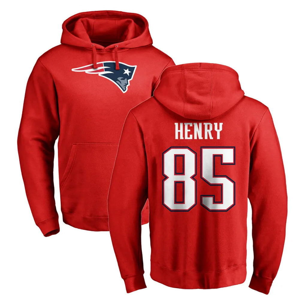 Choea NE.Patriots #85 Hunter Henry Player Red LOGO Pullover Hoodies Home Game Stitched Jerseys